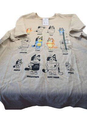 Bluey Character Graphic Tan T-Shirt M Cotton